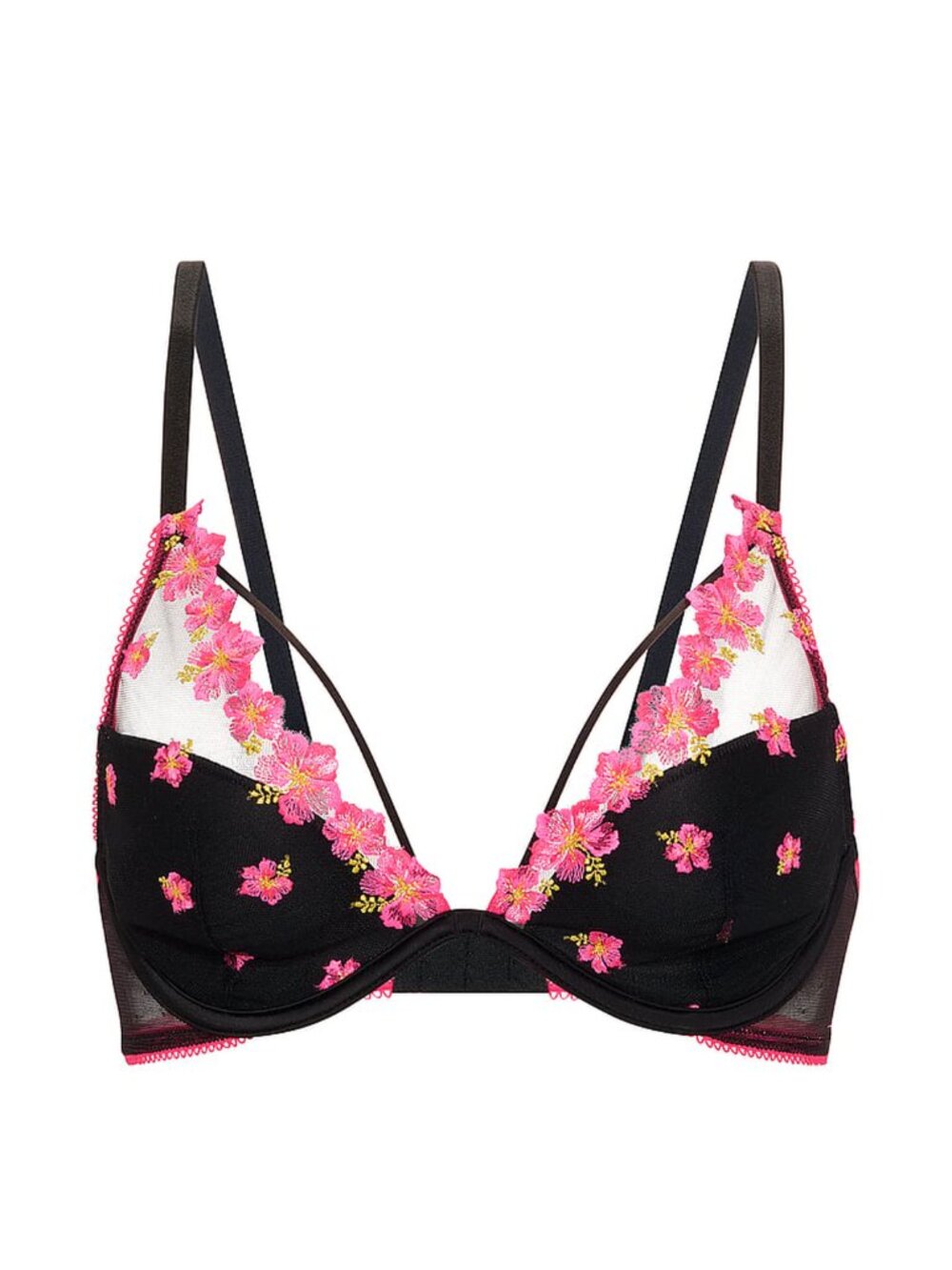 New! Victoria’s Secret PINK Wink Black Lightly Lined Plunge Bra 32DDD 34535